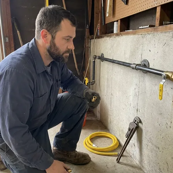 DGR Plumbing technician providing gas line installation in Fayetteville, AR