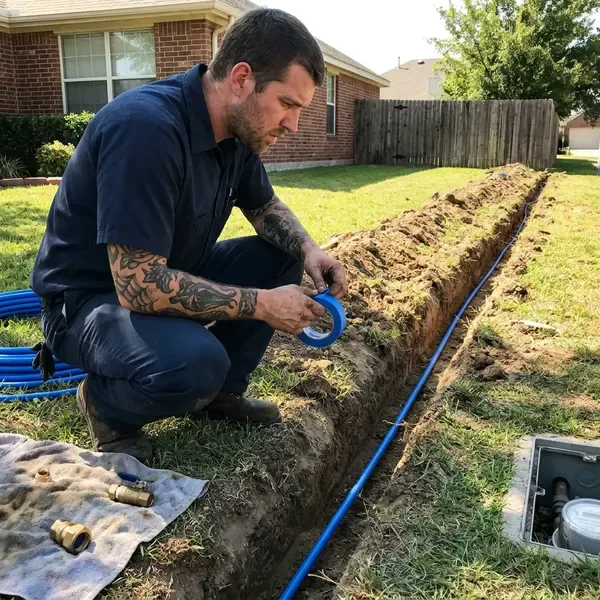 DGR Plumbing technician providing water line replacement in Little Rock, AR